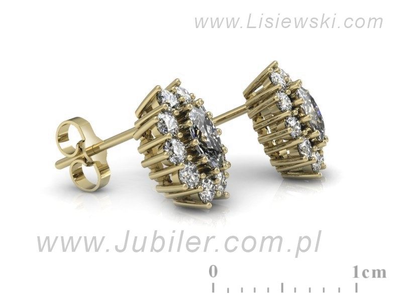 Złote kolczyki żółte złoto z diamentami - k15089z — zdjęcie 3