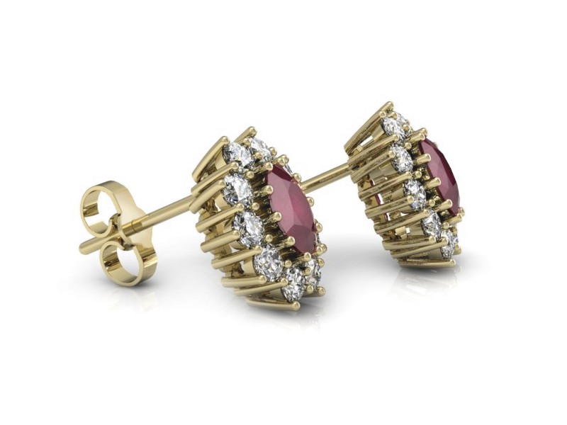 Kolczyki z rubinami żółte złoto z brylantami - k15089zr — zdjęcie 3