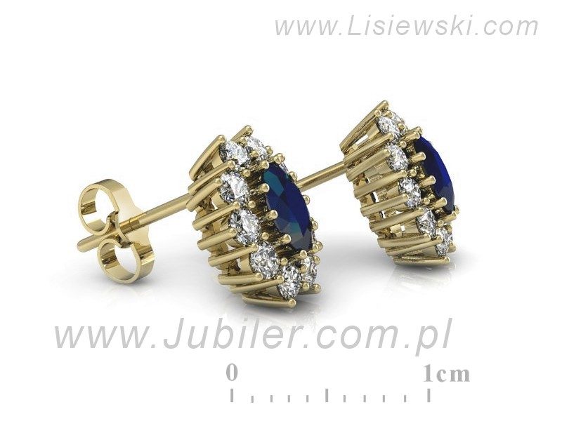 Kolczyki z szafirami żółte złoto z brylantami - k15089zsz — zdjęcie 3