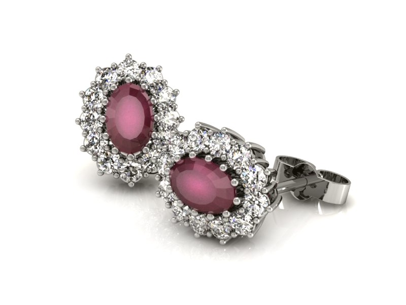 Kolczyki z rubinami z brylantami białe złoto - k15090br — zdjęcie 3