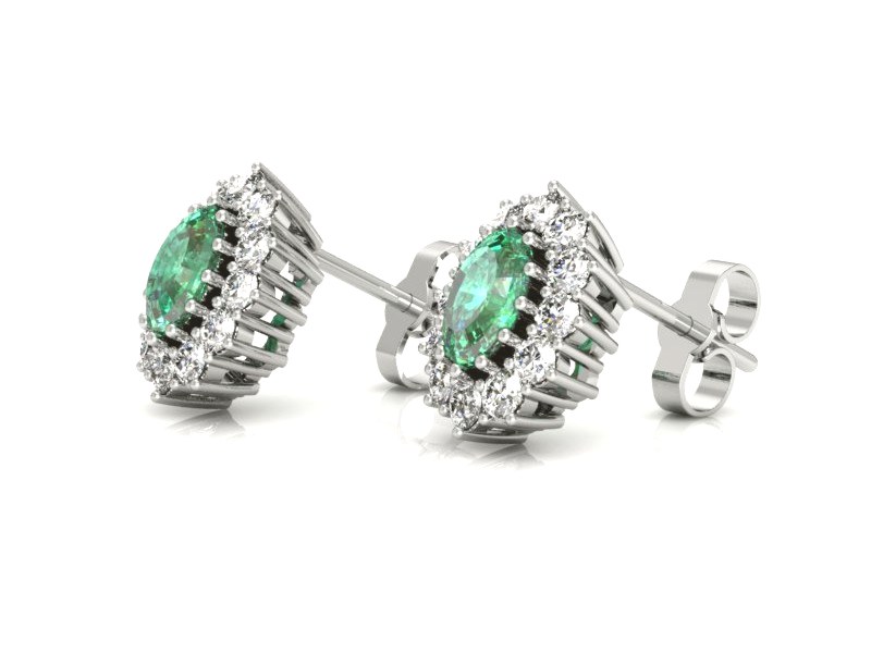Złote kolczyki ze szmaragdami i brylantami - k15090bsm — zdjęcie 3