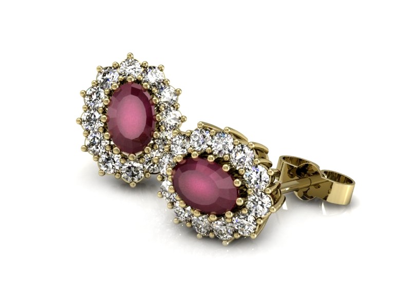 Kolczyki z rubinami żółte złoto z brylantami - k15090zr — zdjęcie 3
