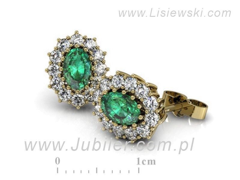 Złote kolczyki ze szmaragdami i brylantami - K15090ZSM — zdjęcie 3