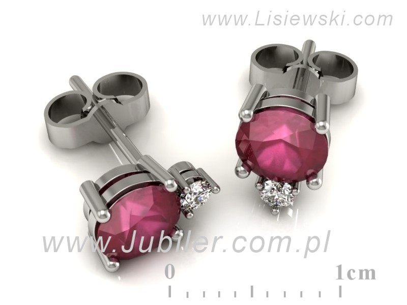 Kolczyki z rubinami z brylantami białe złoto - K15091BR — zdjęcie 3