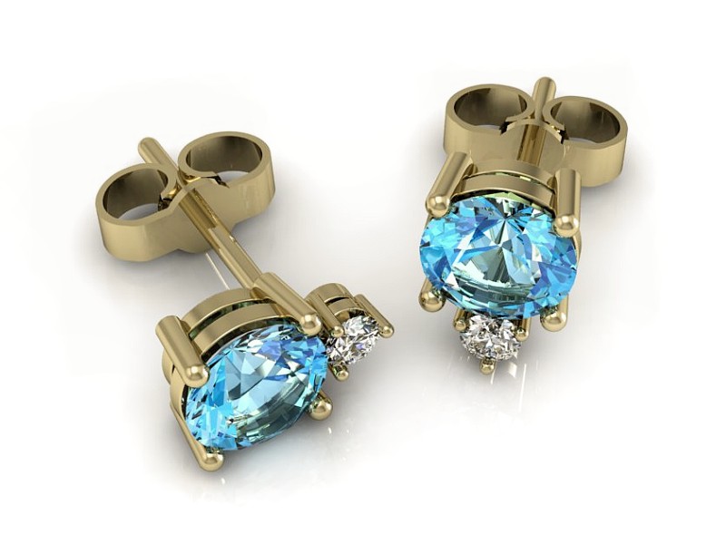 Kolczyki z topazami i brylantami - k15091za — zdjęcie 3
