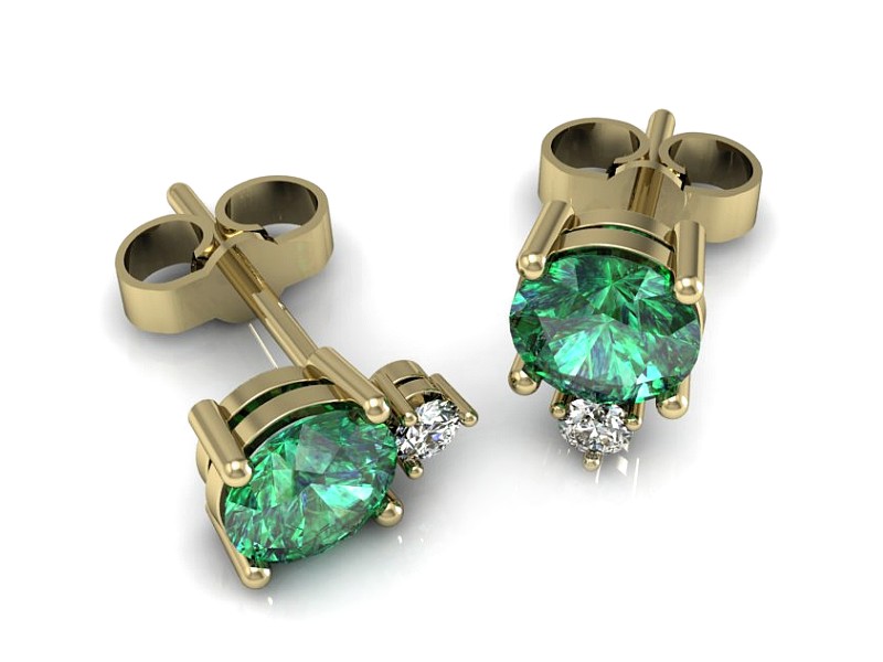 Kolczyki ze szmaragdami brylantami żółte złoto - K15091ZSM — zdjęcie 3
