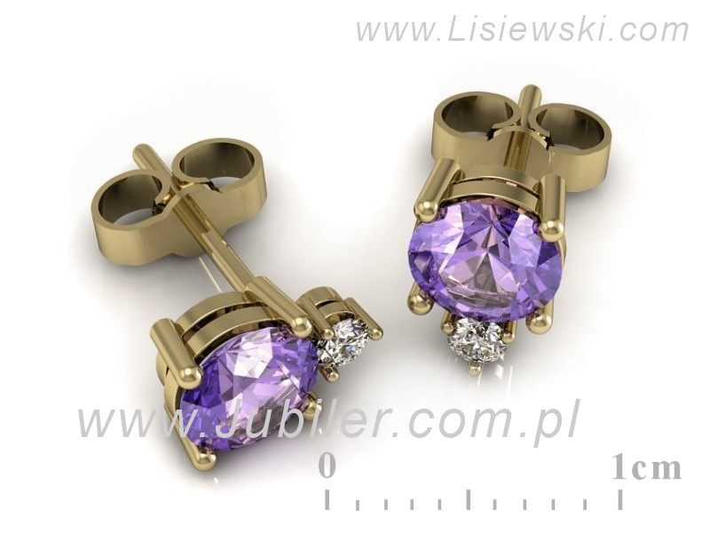 Złote kolczyki z tanzanitami z brylantami - K15091ZT — zdjęcie 3