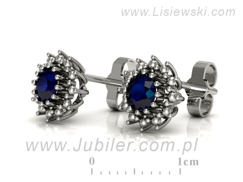 Złote kolczyki z szafirami białe złoto - K15097Bsz — zdjęcie 3