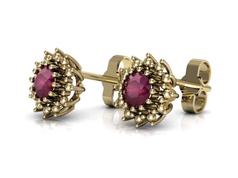 Złote kolczyki z rubinami żółte złoto - K15097Zr — zdjęcie 3