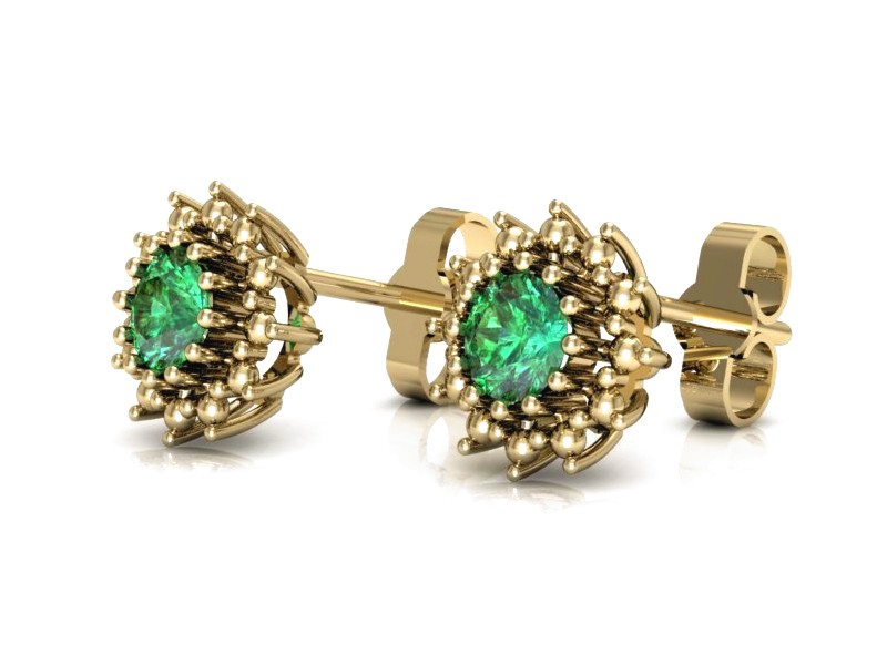 Złote kolczyki ze szmaragdami żółte złoto - K15097Zsm — zdjęcie 3