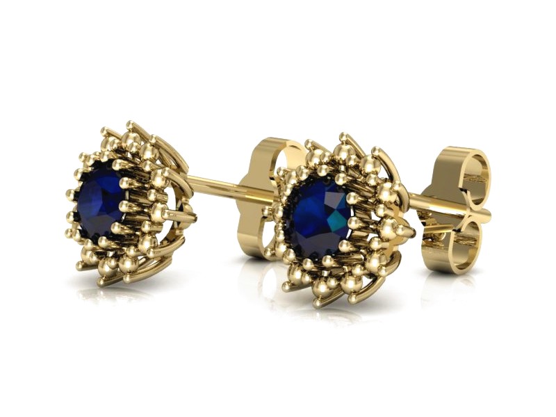 Złote kolczyki z szafirami żółte złoto - K15097Zsz — zdjęcie 2
