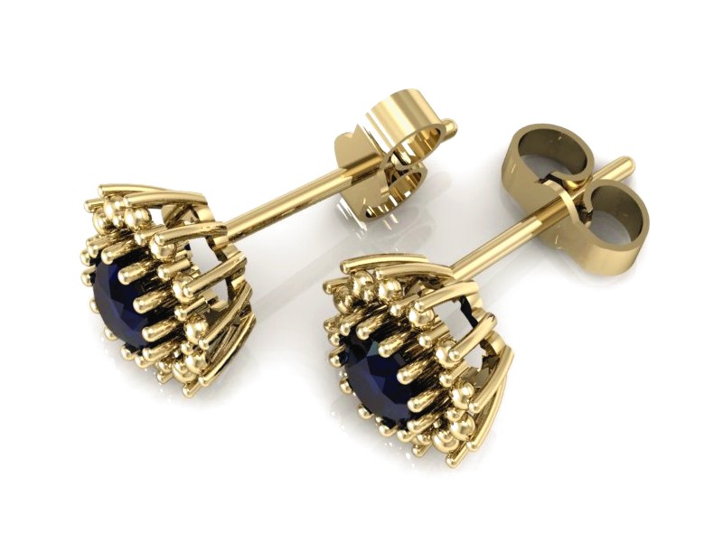 Złote kolczyki z szafirami żółte złoto - K15097Zsz — zdjęcie 3