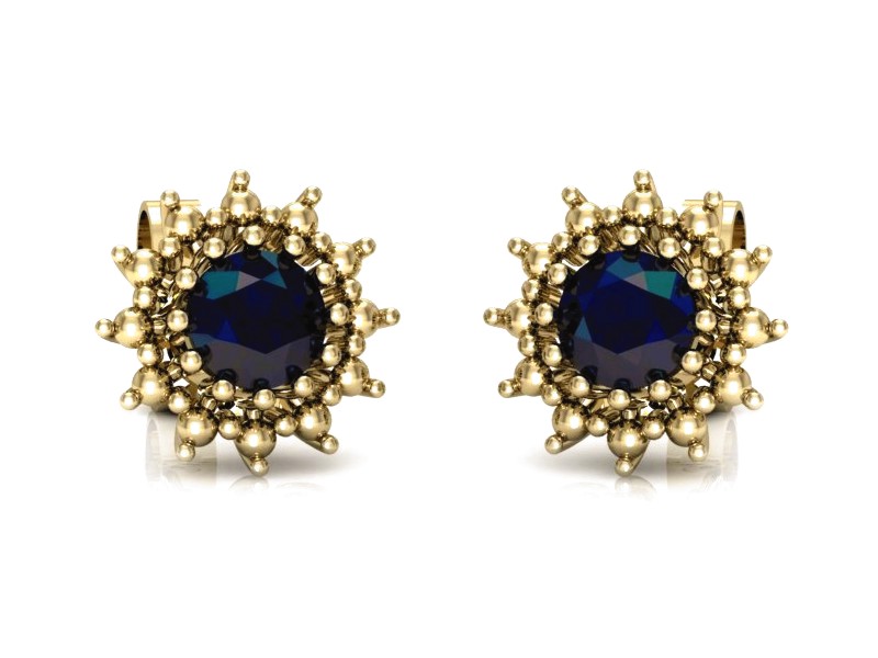 Złote kolczyki z szafirami żółte złoto - K15097Zsz