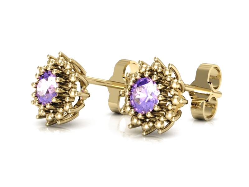 Złote kolczyki z tanzanitami - K15097Zt — zdjęcie 3