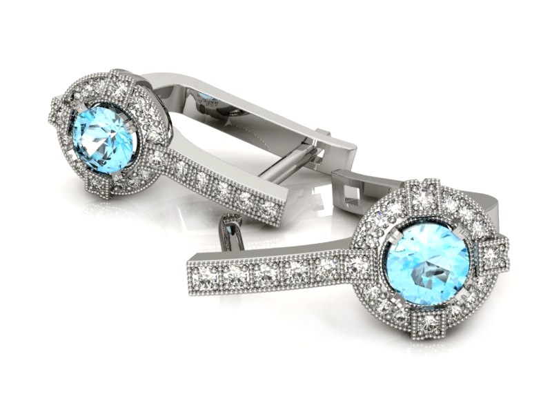 Złote kolczyki z topazami białe złoto - k15098ba — zdjęcie 3