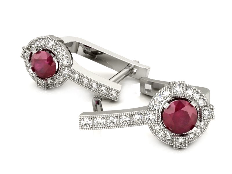 Złote kolczyki z rubinami i brylantami - k15098br — zdjęcie 2