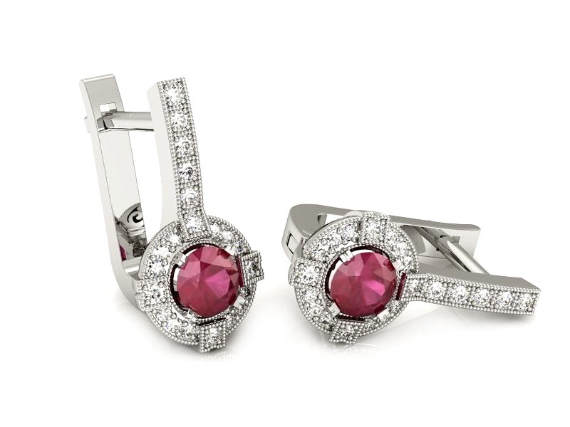 Złote kolczyki z rubinami i brylantami - k15098br — zdjęcie 3