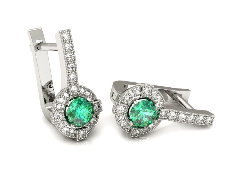 Złote kolczyki ze szmaragdami i brylantami - k15098bsm — zdjęcie 2