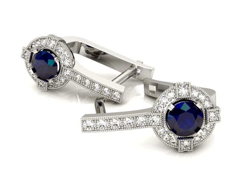 Kolczyki z szafirami i brylantami białe - k15098bsz — zdjęcie 3