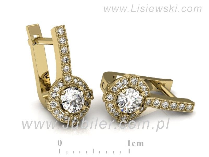 Złote kolczyki z brylantami żółte złoto - k15098z — zdjęcie 3