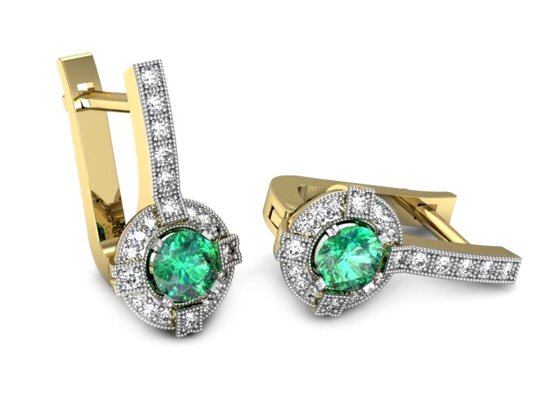 Złote kolczyki ze szmaragdami i brylantami - k15098zrodsm — zdjęcie 3
