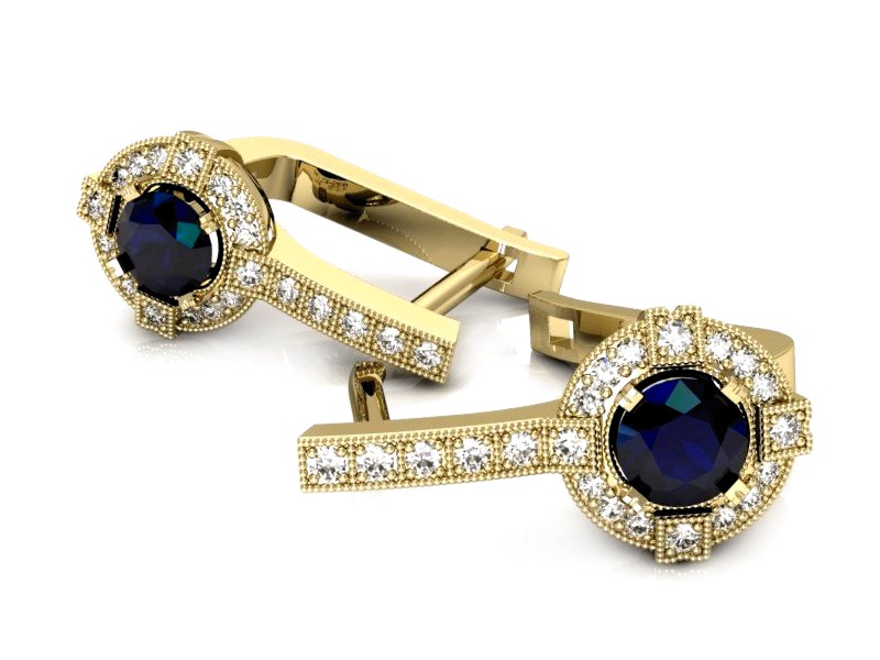 Kolczyki z szafirami żółte złoto i brylantami - k15098zsz — zdjęcie 2