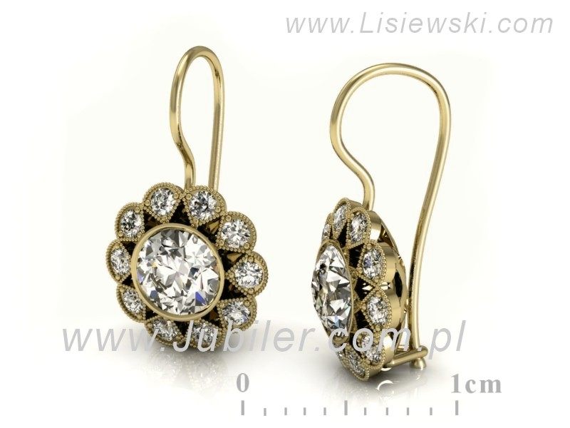 Złote kolczyki z brylantami żółte złoto - K15149z — zdjęcie 3