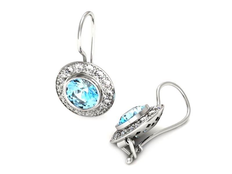 Złote kolczyki z topazami białe złoto - K15168ba — zdjęcie 3