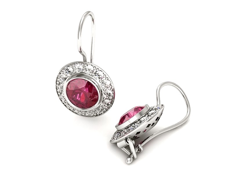 Złote kolczyki z rubinami i brylantami - K15168br — zdjęcie 3
