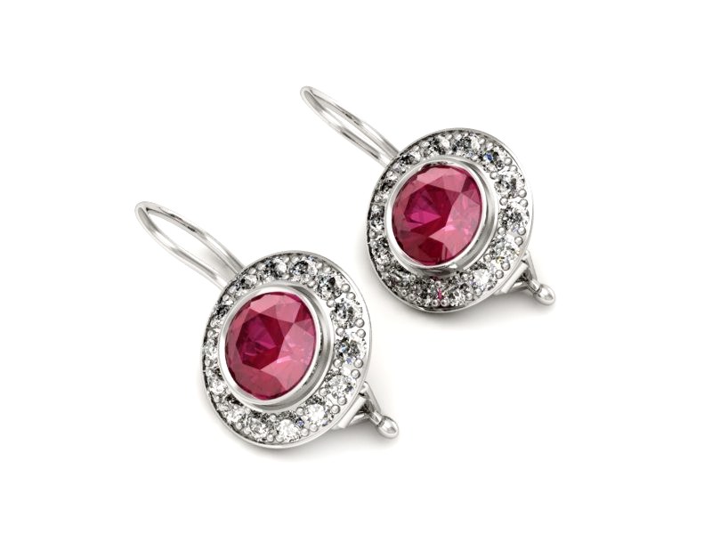 Złote kolczyki z rubinami i brylantami - K15168br — zdjęcie 2