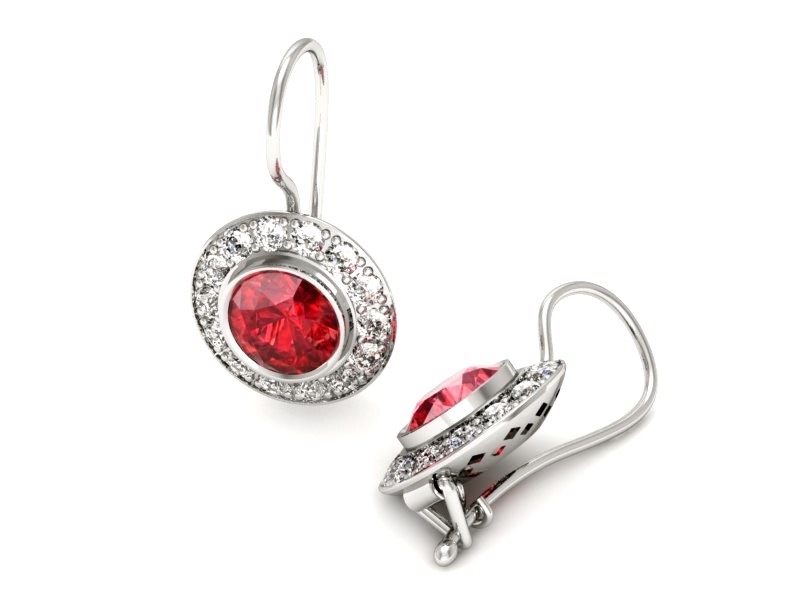 Złote kolczyki z rubinami i brylantami - K15168br1 — zdjęcie 3