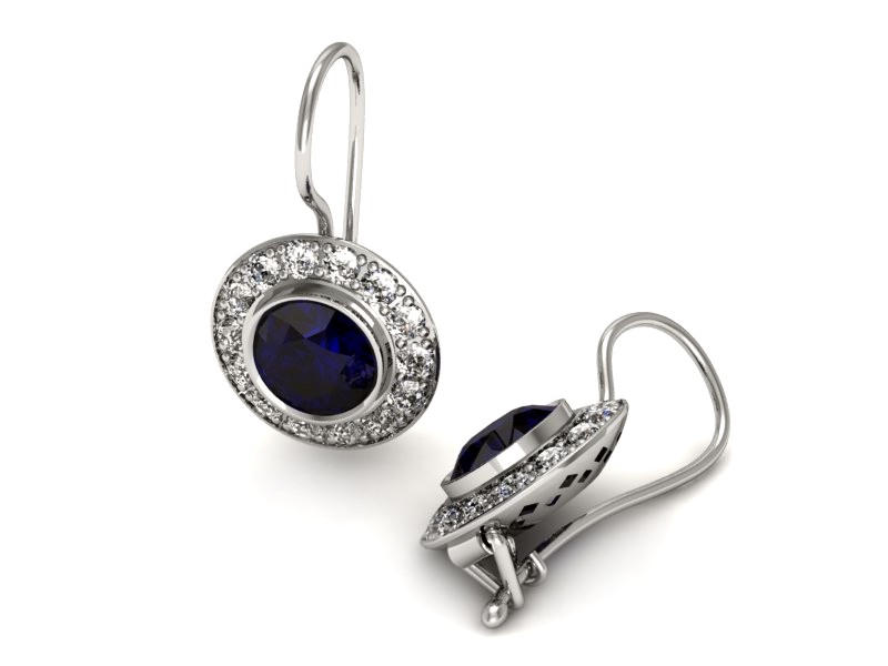 Kolczyki z szafirami i brylantami białe - K15168bsz — zdjęcie 3