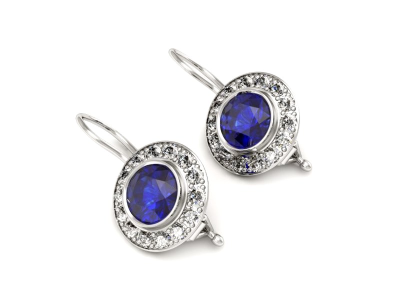 Kolczyki z szafirami i brylantami - K15168bszc — zdjęcie 2