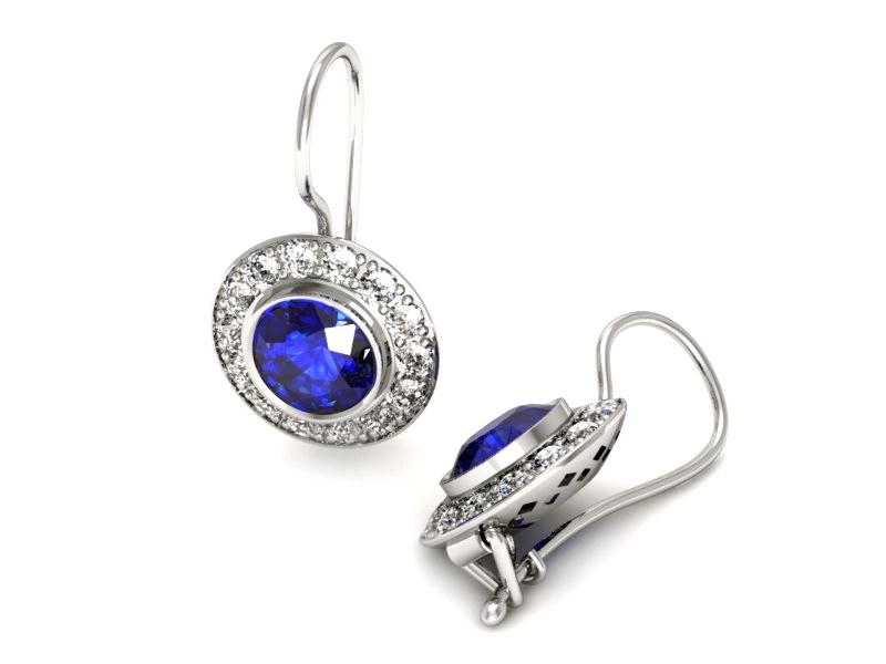 Kolczyki z szafirami i brylantami - K15168bszc — zdjęcie 3