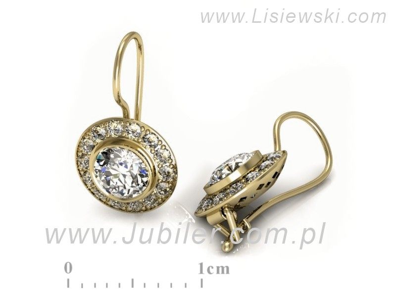 Złote kolczyki z brylantami żółte złoto - K15168z — zdjęcie 3