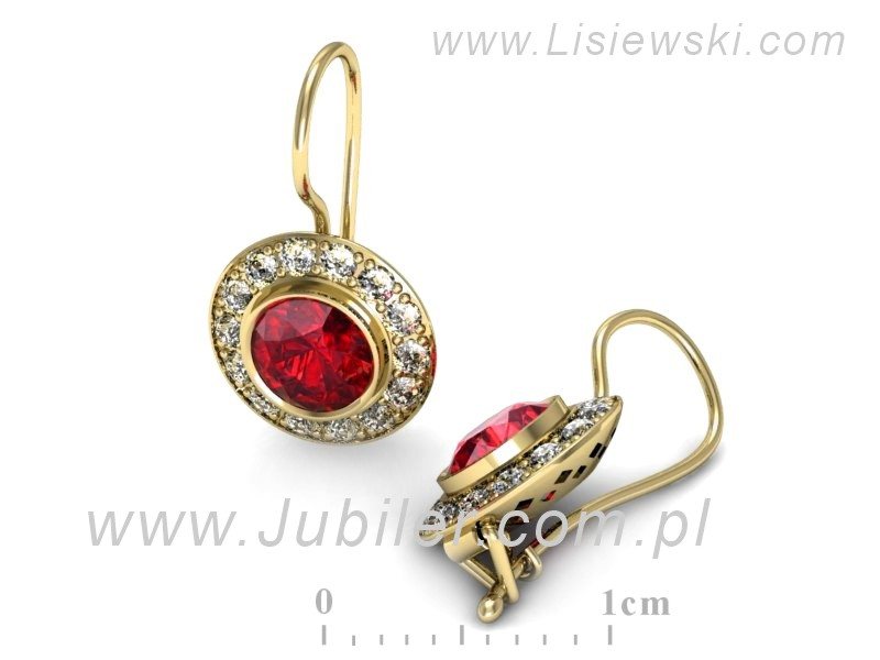 Kolczyki z rubinami żółte złoto z brylantami - K15168zr1 — zdjęcie 3