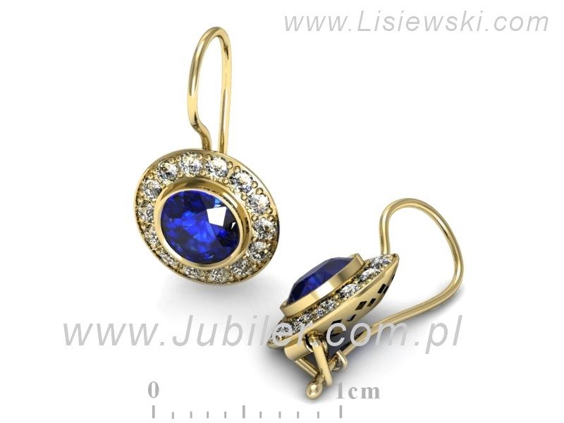 Kolczyki z szafirami żółte złoto i brylantami - K15168zszc — zdjęcie 3
