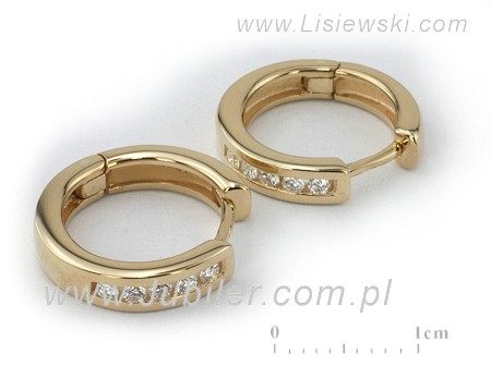 Złote Kolczyki z brylantami żółte złoto 585 - K15176z — zdjęcie 2