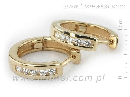 Złote Kolczyki z brylantami żółte złoto 585 - K15176z — zdjęcie 3