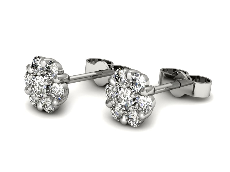 Złote kolczyki z brylantami białe złoto - K15196b — zdjęcie 3