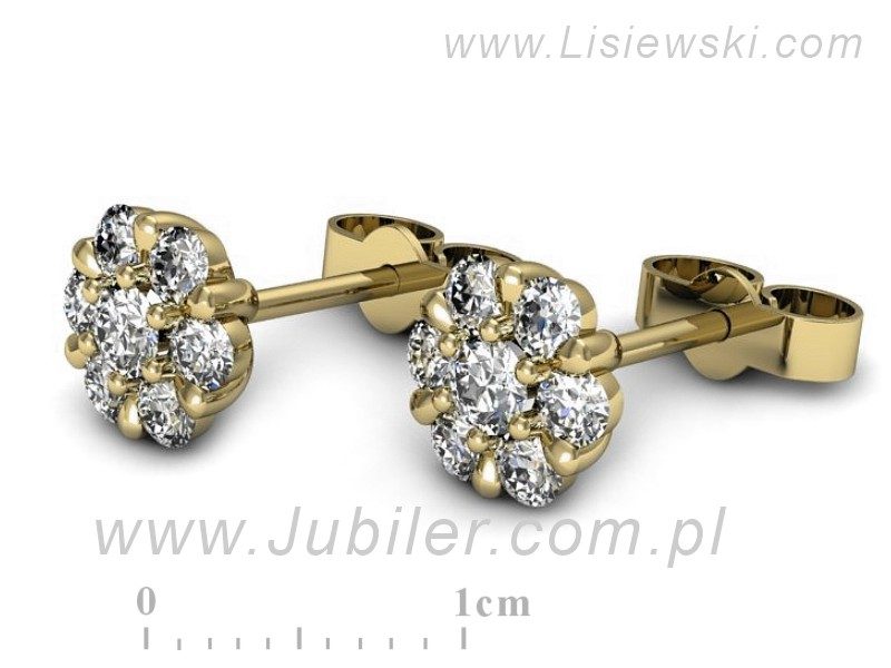 Złote kolczyki z brylantami żółte złoto - K15196z — zdjęcie 3