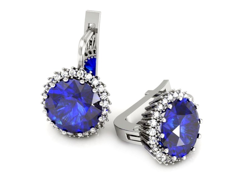 Kolczyki z szafirami i brylantami białe złoto - K15198b — zdjęcie 3