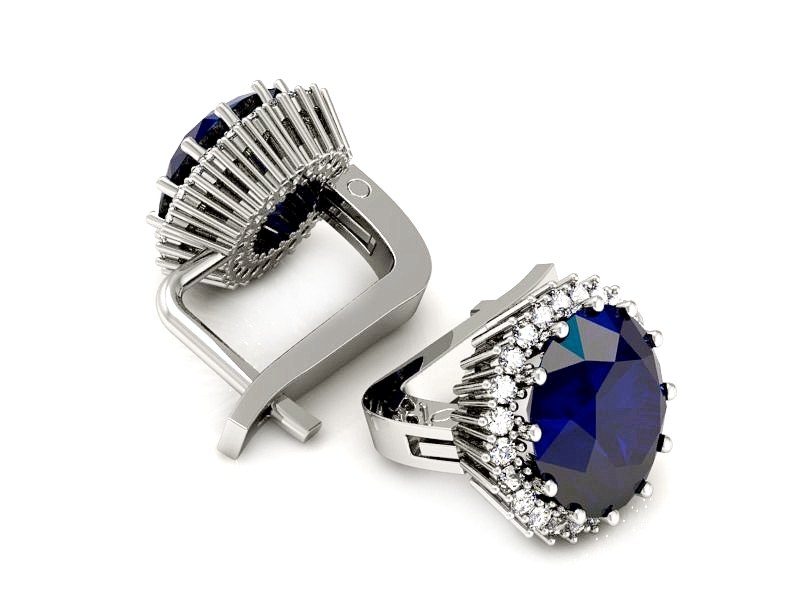 Kolczyki z szafirami i brylantami białe złoto - K15198bsz — zdjęcie 3