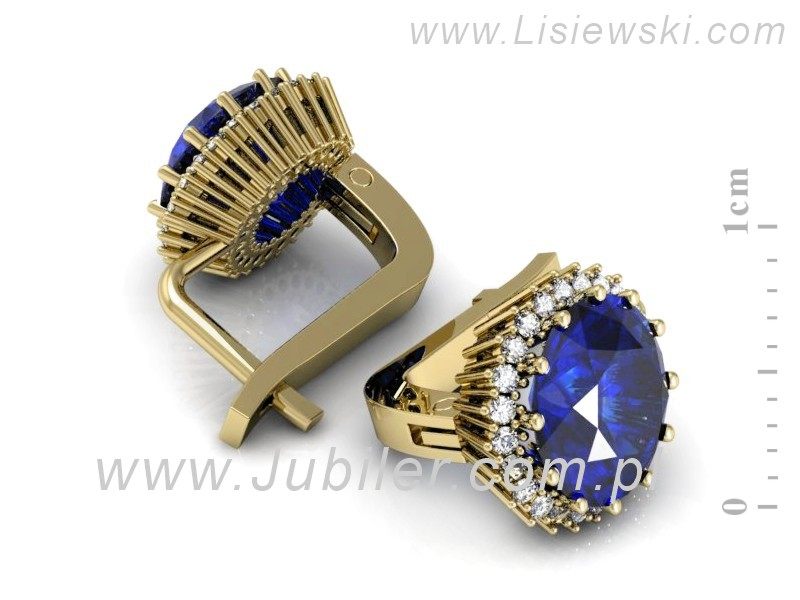 Kolczyki z szafirami żółte złoto i brylantami - K15198z — zdjęcie 2