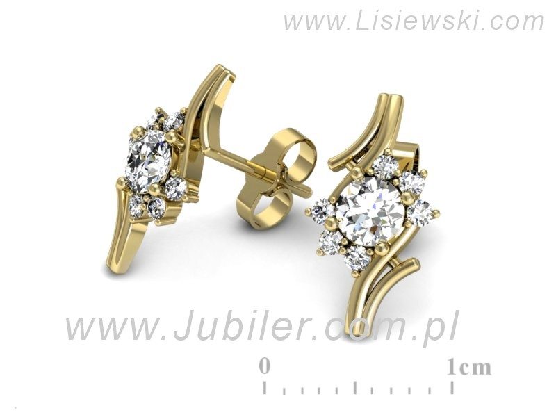 Złote kolczyki z brylantami żółte złoto - k15244z — zdjęcie 3