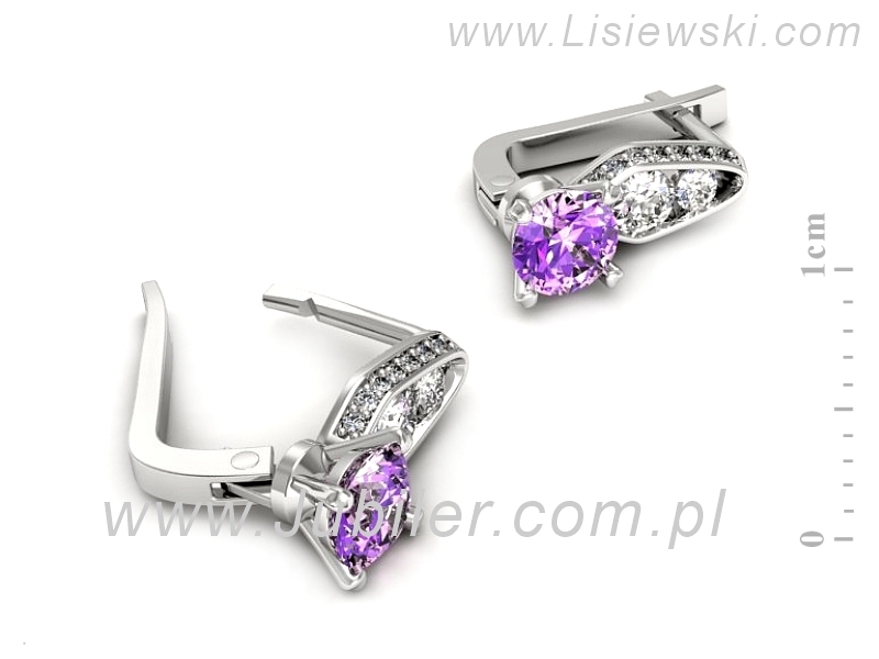 Kolczyki z ametystami i brylantami białe złoto - k15280bat — zdjęcie 2