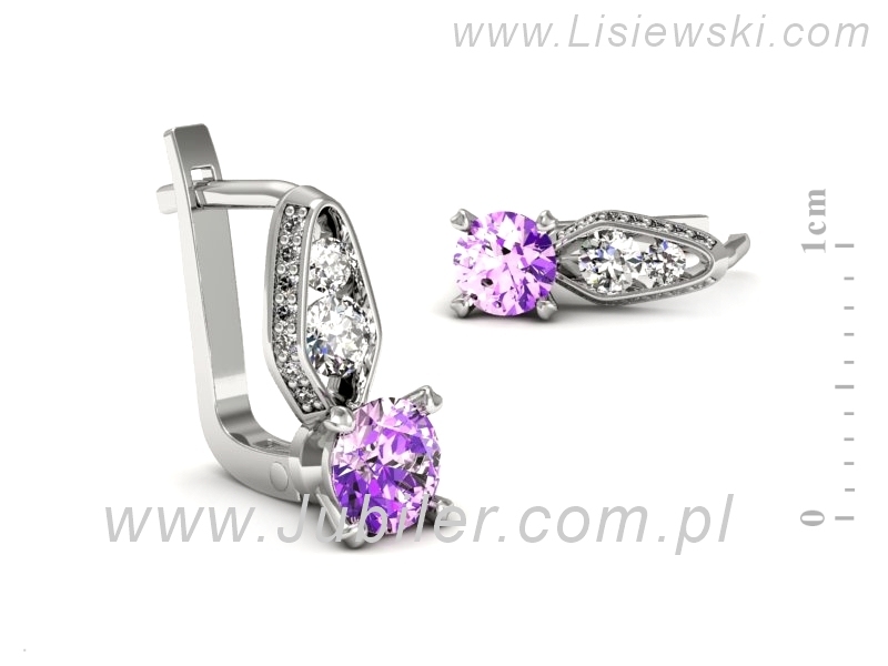 Kolczyki z ametystami i brylantami białe złoto - k15280bat — zdjęcie 3