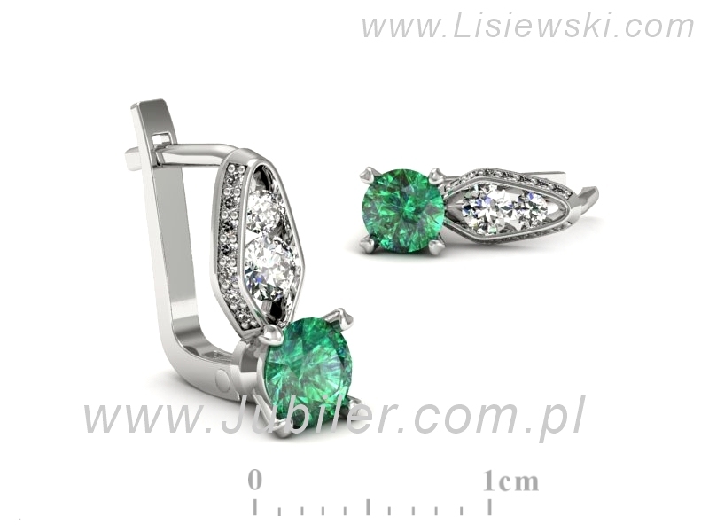 Złote kolczyki ze szmaragdami i brylantami - k15280bsm — zdjęcie 3