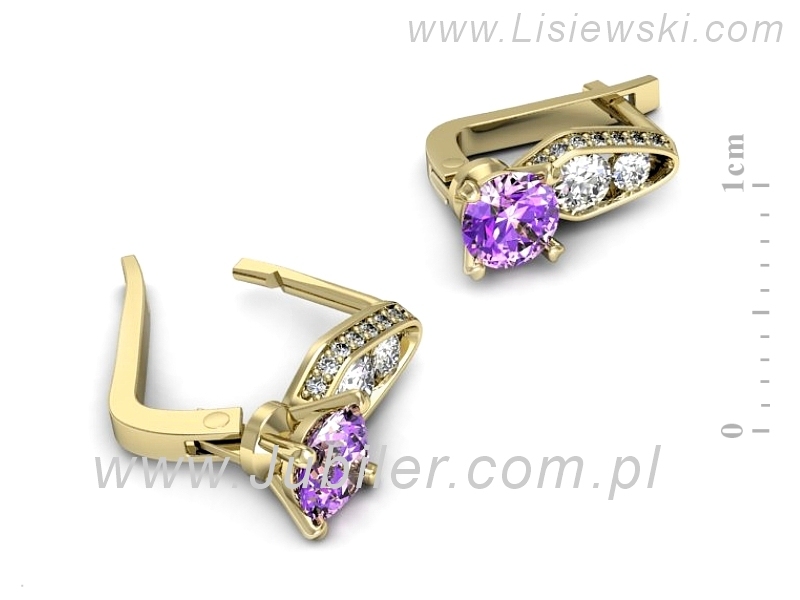 Kolczyki z ametystami i brylantami żółte złoto - k15280zat — zdjęcie 2