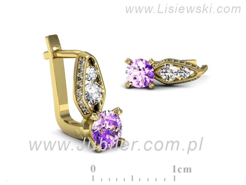 Kolczyki z ametystami i brylantami żółte złoto - k15280zat — zdjęcie 3